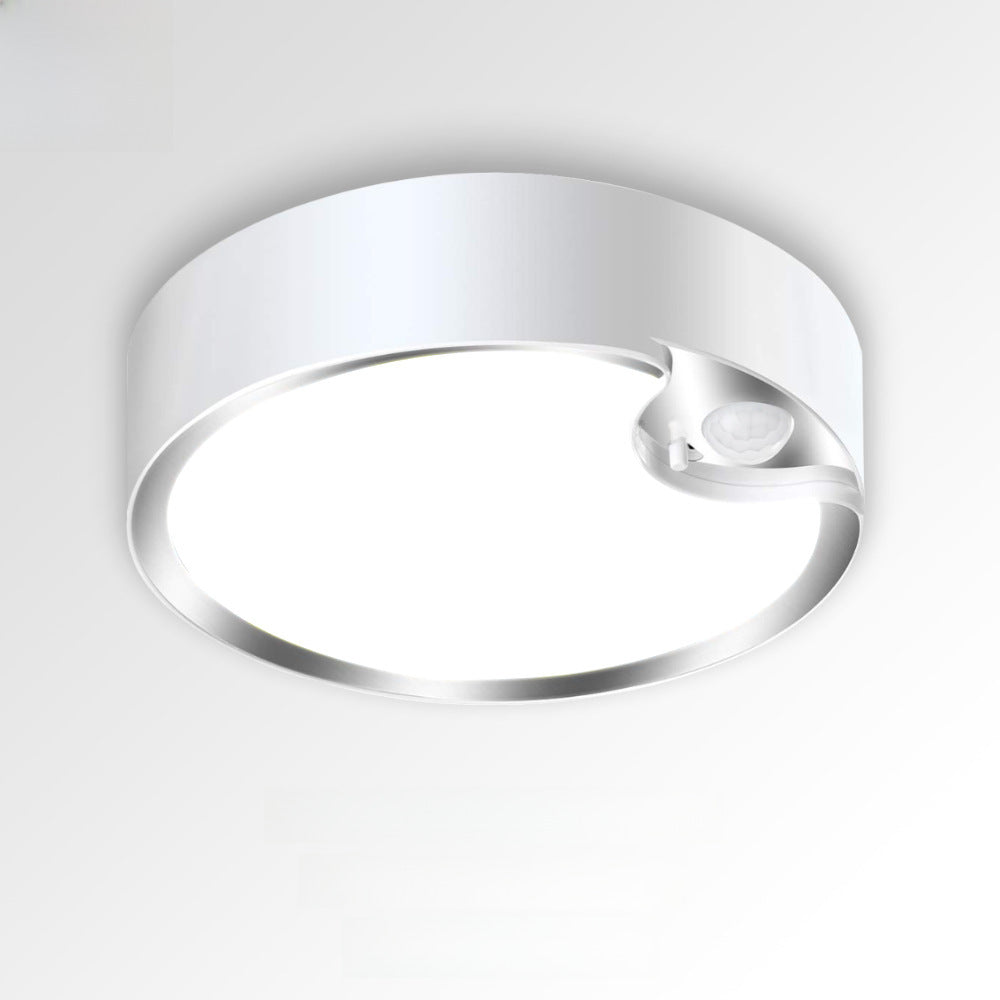 Lámpara LED de techo circular con sensor de movimiento, diseño moderno, funciona con baterías