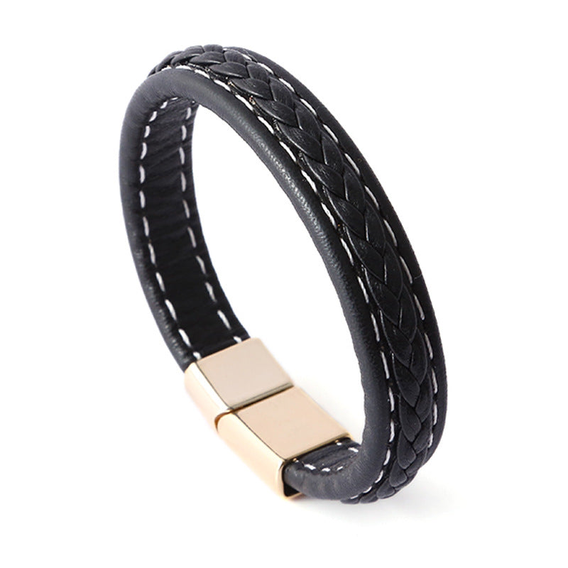 Pulsera de Cuero Trenzado con Cierre Magnético – Diseño Delicado para Parejas