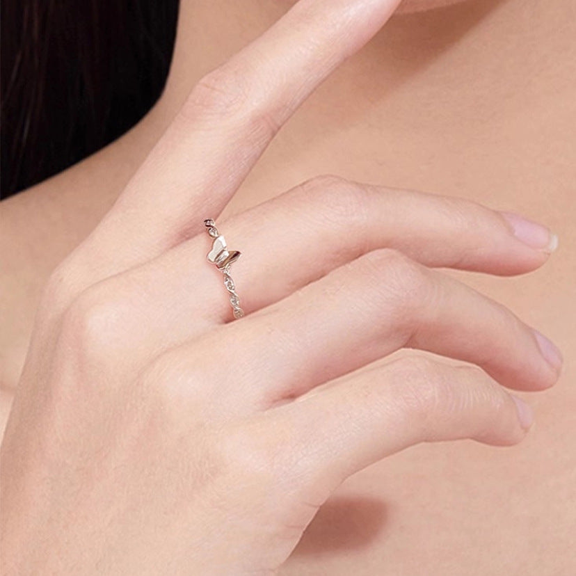 Anillo Ajustable en Plata 999 con Mariposa – Diseño delicadopara mujer, Regalo para Amigas