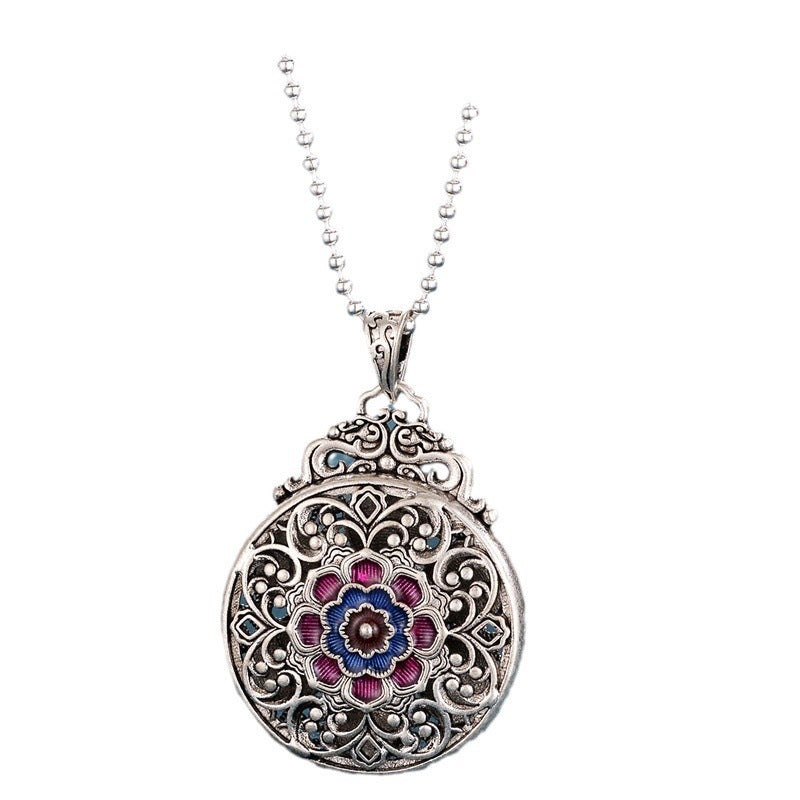 Collar de diseño minimalista chino: colgante de esmalte de colores con mantra de seis palabras