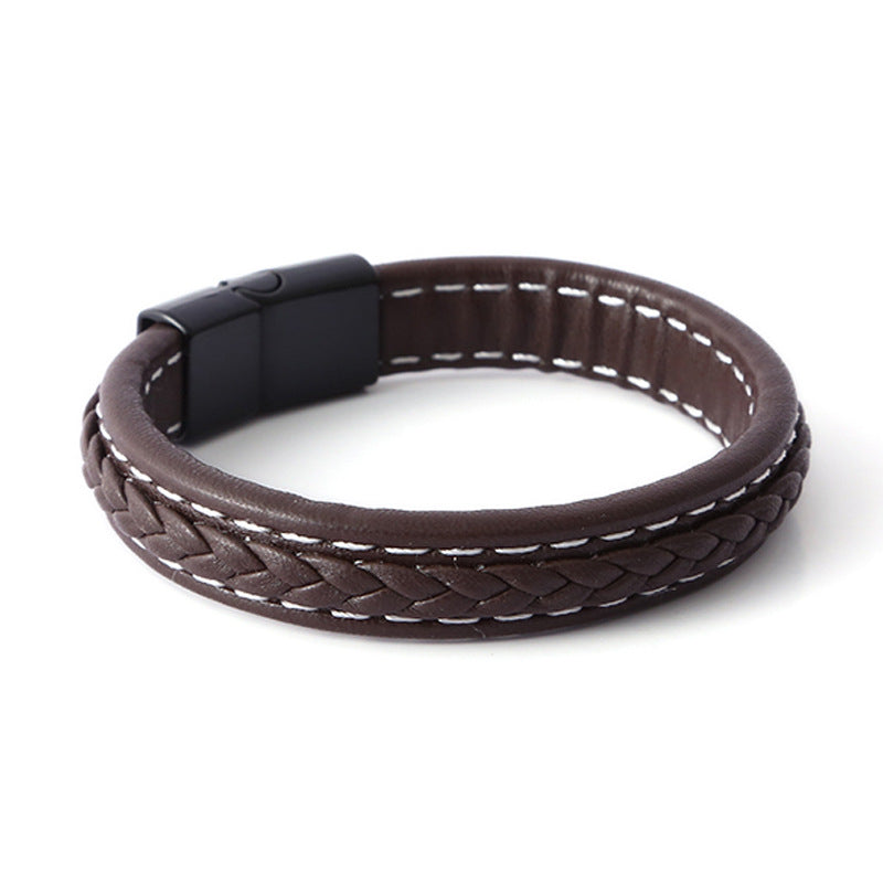 Pulsera de Cuero Trenzado con Cierre Magnético – Diseño Delicado para Parejas