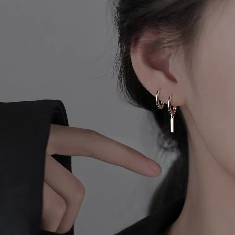 Candongas de Plata 925 con Dije Geométrico – Estilo Juvenil y Cierre Tipo Congo