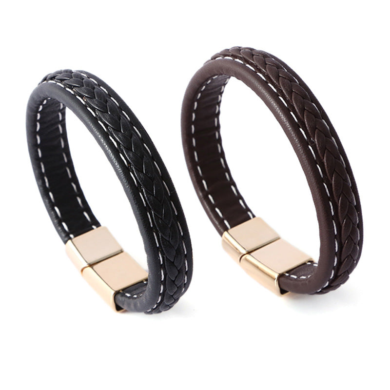 Pulsera de Cuero Trenzado con Cierre Magnético – Diseño Delicado para Parejas