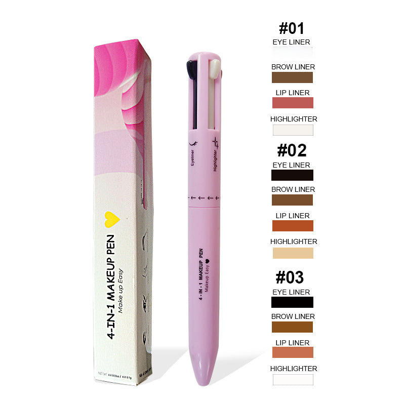 Lápiz de Maquillaje 4 en 1: Labios, Ojos, Cejas y Iluminador