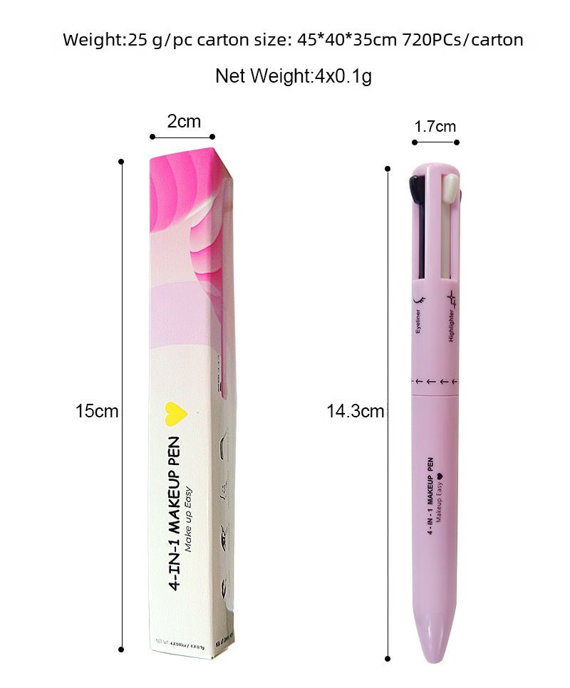 Lápiz de Maquillaje 4 en 1: Labios, Ojos, Cejas y Iluminador