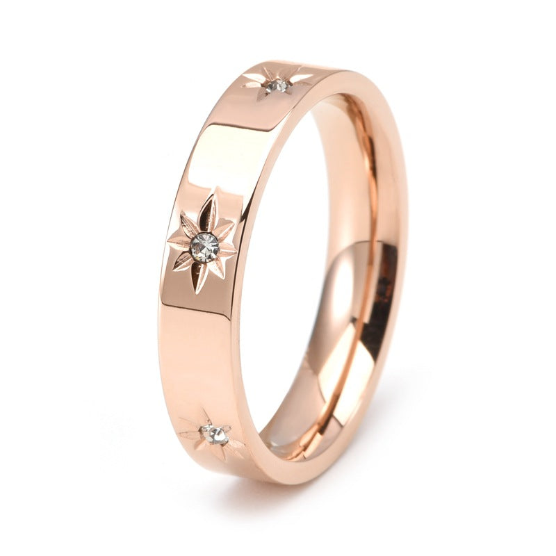 Anillo de Mujer en Acero Inoxidable con Estrellas de Ocho Puntas – Símbolo de Riqueza