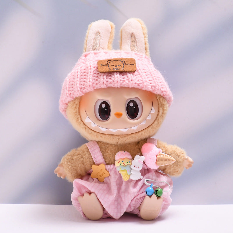 Overol con Accesorios para Muñeca Labubu 17 cm – Biberón y Cámara de Juguete (Muñeca No Incluida)