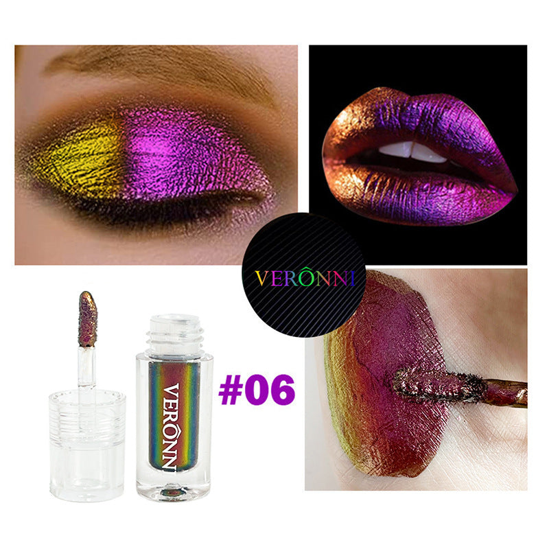 VERONNI Sombra de Ojos Líquida Camaleón: Sombra Metálica Brillante con Efecto Perlado y Destellos