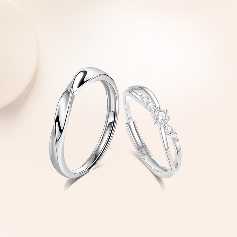 Argollas Ajustables de Matrimonio en Plata 999 para Pareja – Diseño Romántico