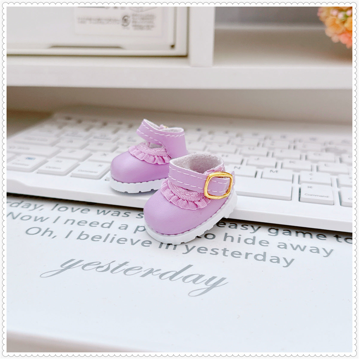 Zapatillas de lona para muñecas de 17 cm: Labubu, muñeca de algodón de 10 cm, color negro y blanco, con cordones