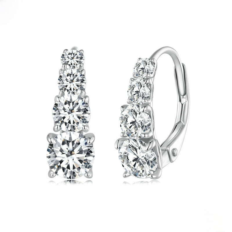 Pendientes aro de plata 925 con moissanita 0.50 ct diseño elegante cierre ballestilla