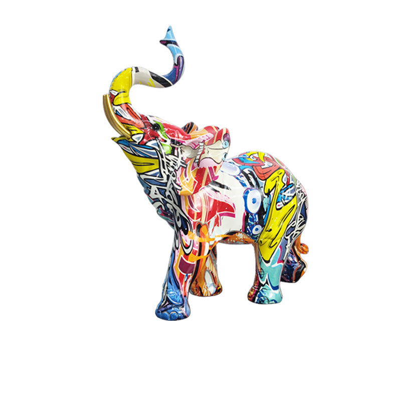 Arte Abstracto: Escultura Colorida de Elefante para Escritorio o Mesa