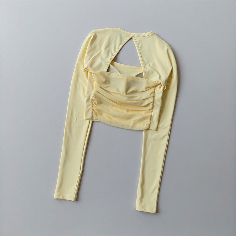 Women's Long Sleeve Yoga Top: Breathable, Slim Fit, with Built-in Bra and Mesh Back for Pilates, Running, and Fitness