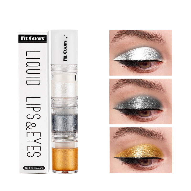 Fit Colors Sombra Líquida 3 en 1: Efecto Ahumado con Brillo de Diamante, Perlado y Multifuncional como Labial y Sombra