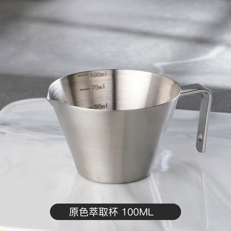 Taza de extracción de café Bincoo: taza de acero inoxidable de 100ml para espresso y leche