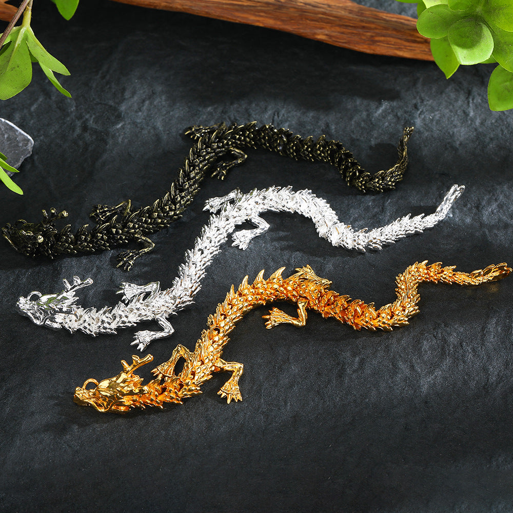 Adorno de Dragón Doble en Bronce: Figura Decorativa para Escritorio y Librería