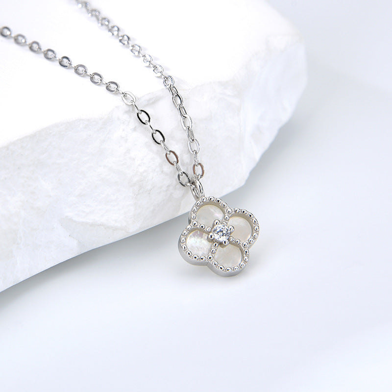 Cadena de Plata 925 con Dije de Trébol de Cuatro Hojas – Amuleto de Buena Suerte