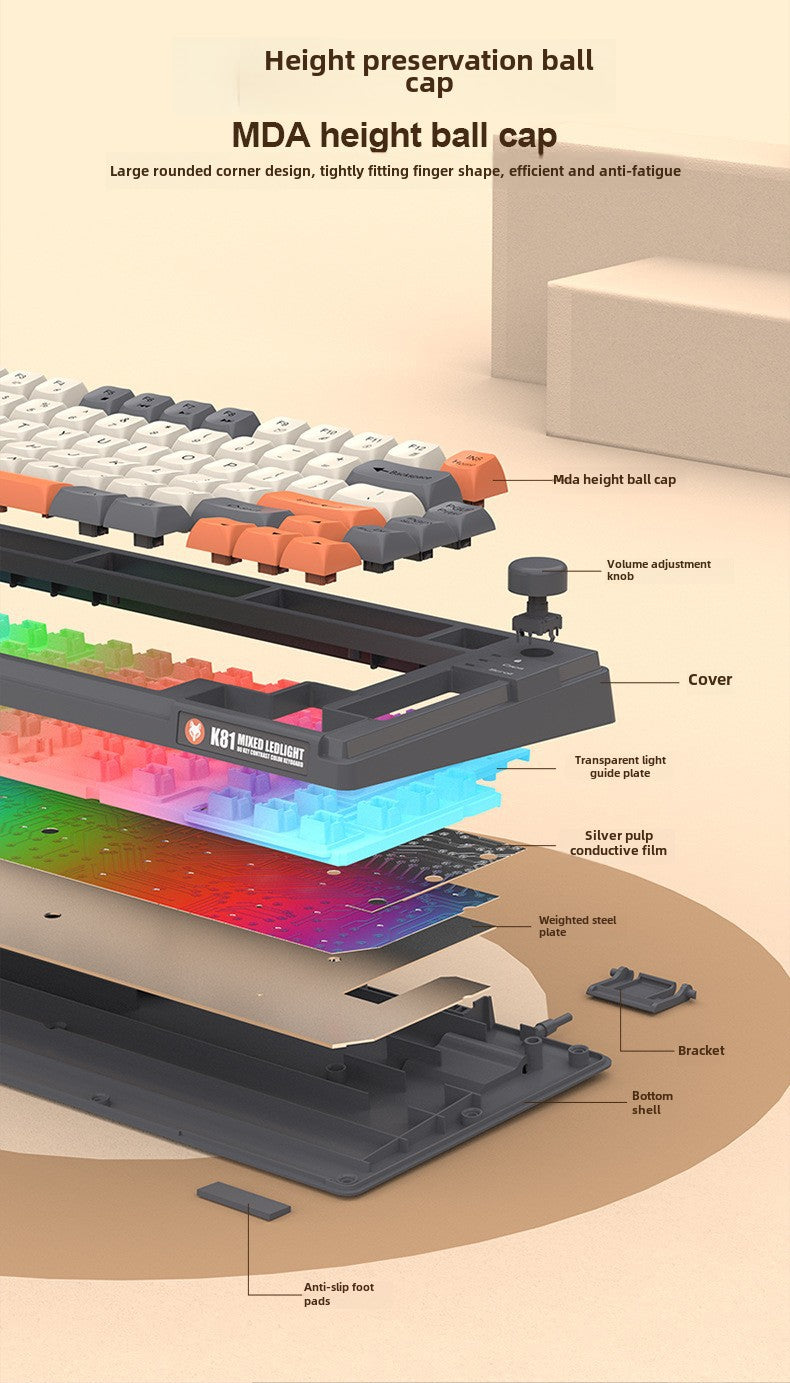Teclado Gaming K81 con Iluminación: MDA Caps en Tres Colores, Compatible con PC y Laptop