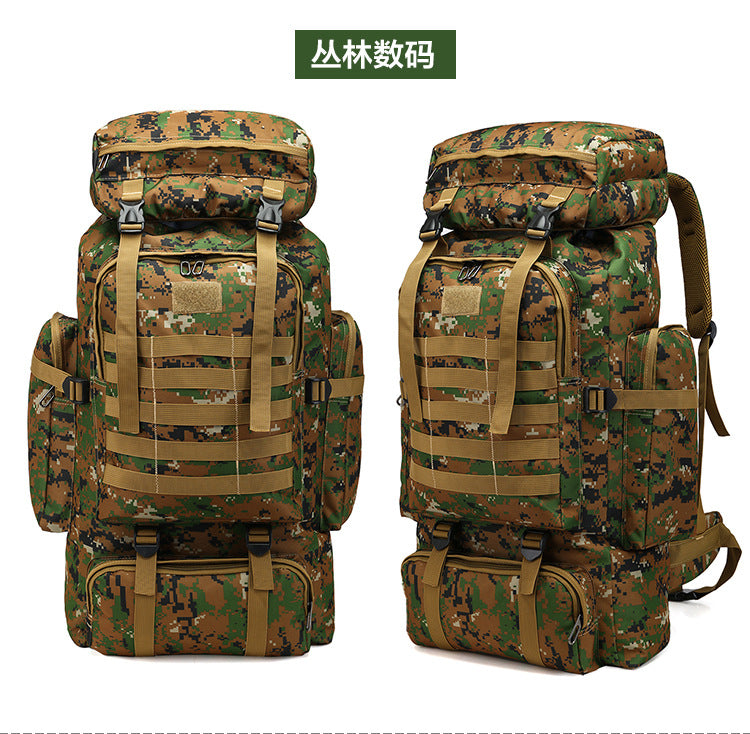 Mochila táctica de 80L: mochila de camping, senderismo y viajes para hombres, camuflaje militar, Oxford