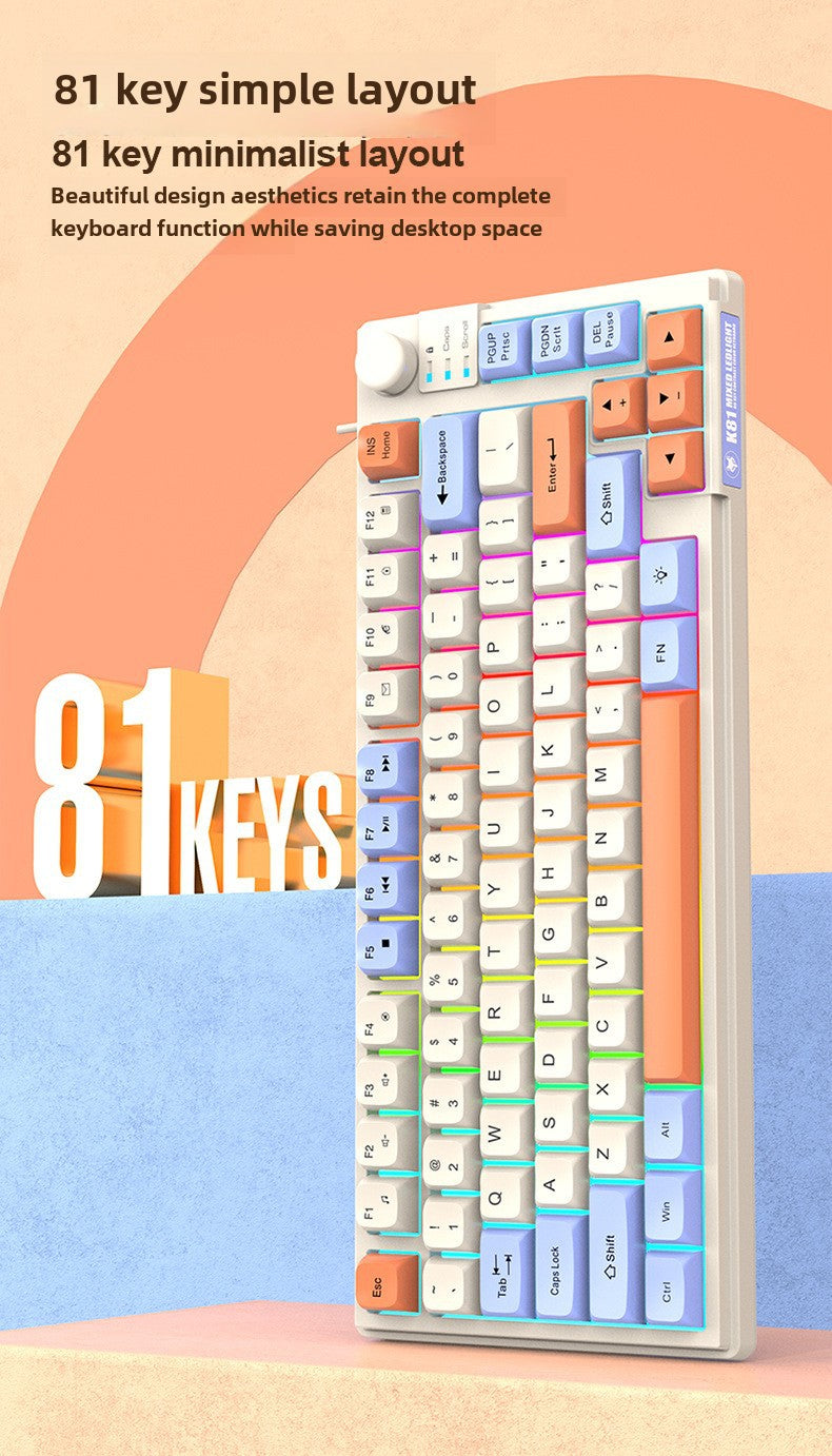 Teclado Gaming K81 con Iluminación: MDA Caps en Tres Colores, Compatible con PC y Laptop