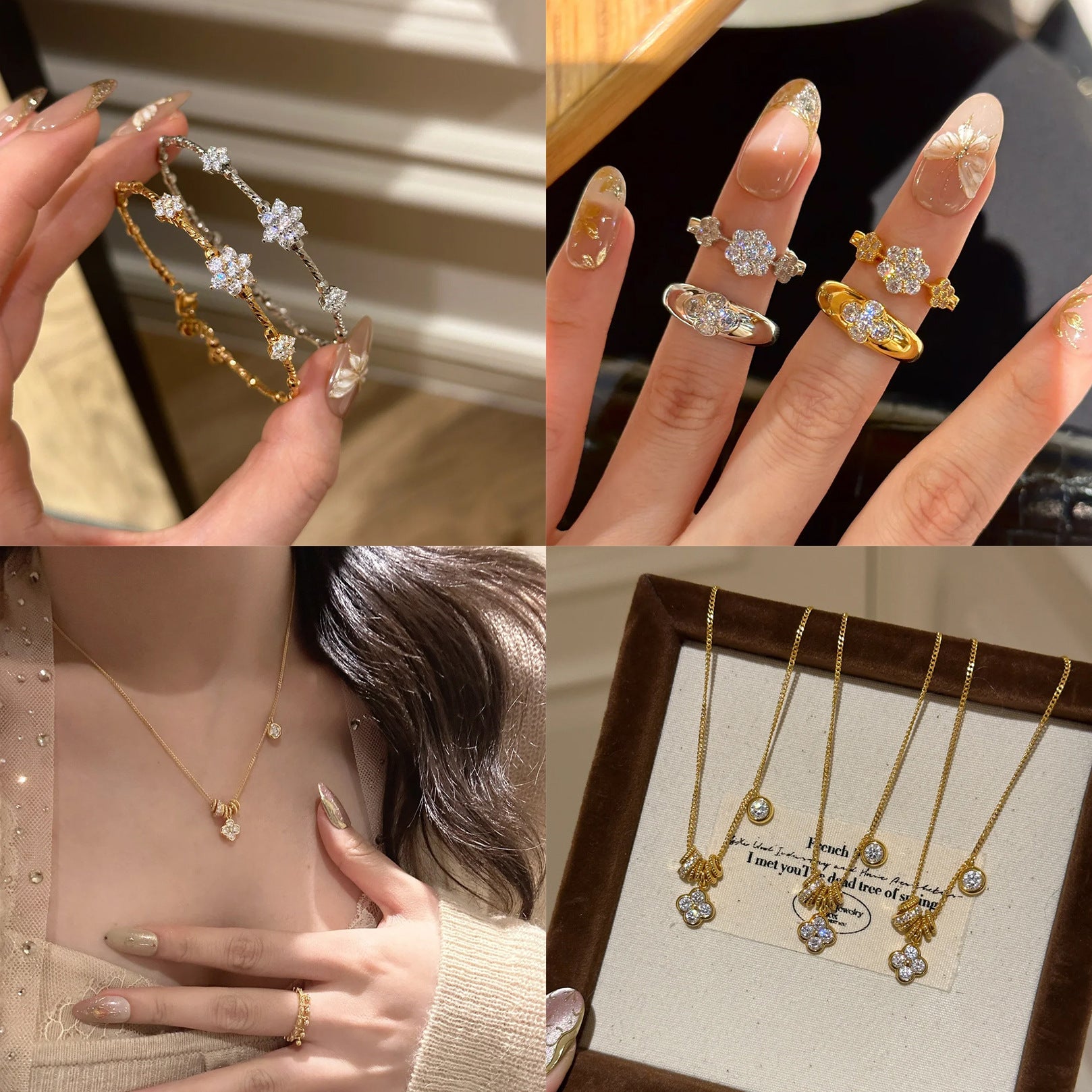 Set de Joyería Económico para Mujer – Collar, Pulsera y Anillo con Circonitas Brillantes