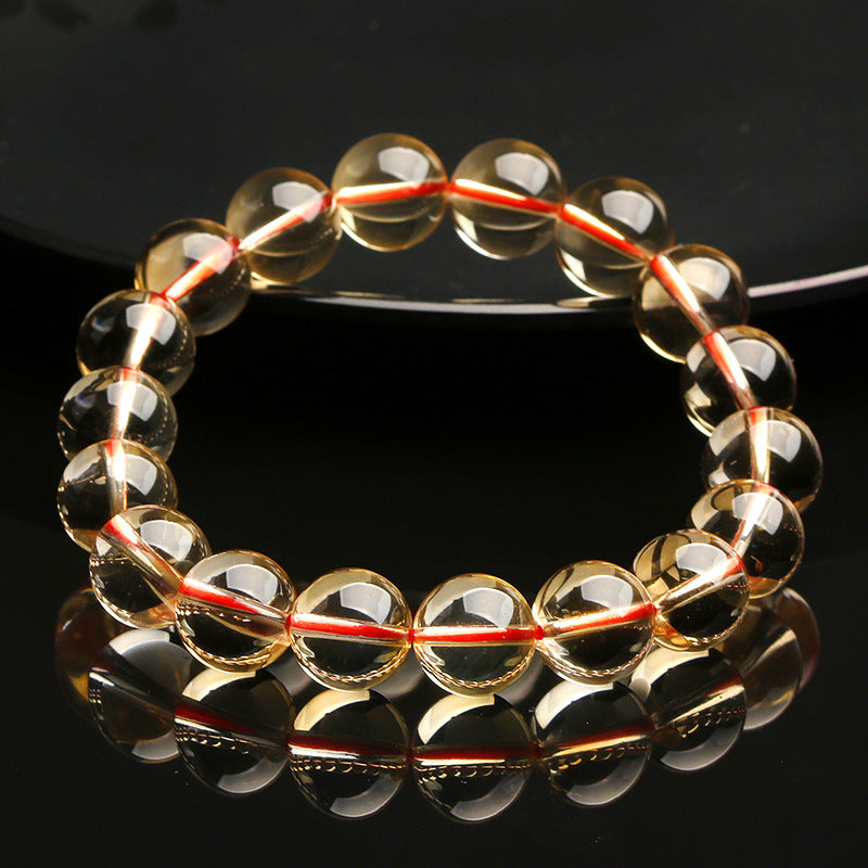 Pulsera de Citrino Natural: Alta Calidad de Brasil, Piedra de Atracción de Riqueza, Color Amarillo Profundo
