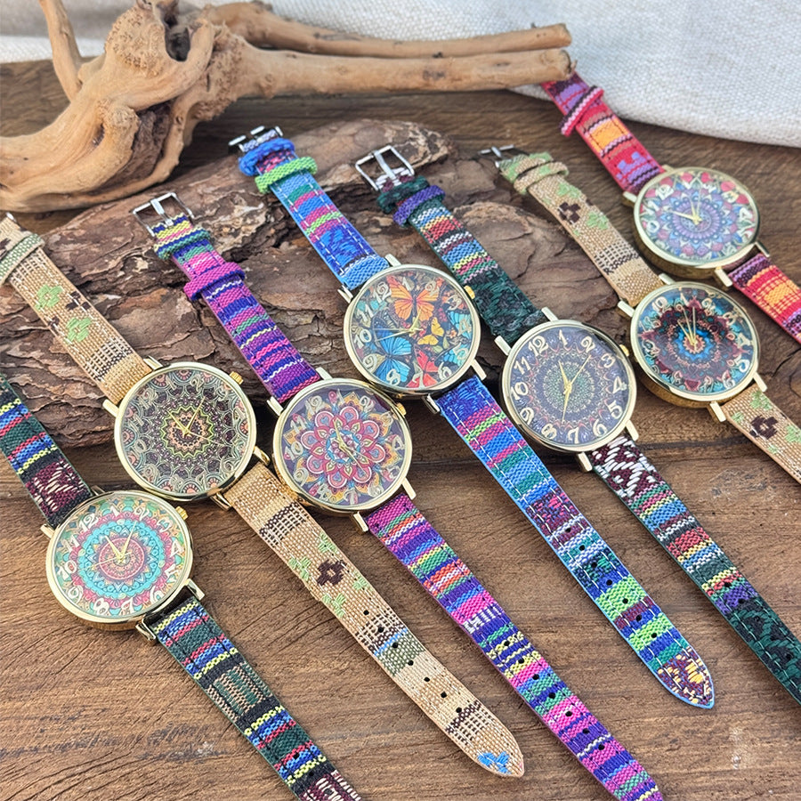 Reloj Bohemio para Mujer con Mandalas, Mariposas y Patrones Retro