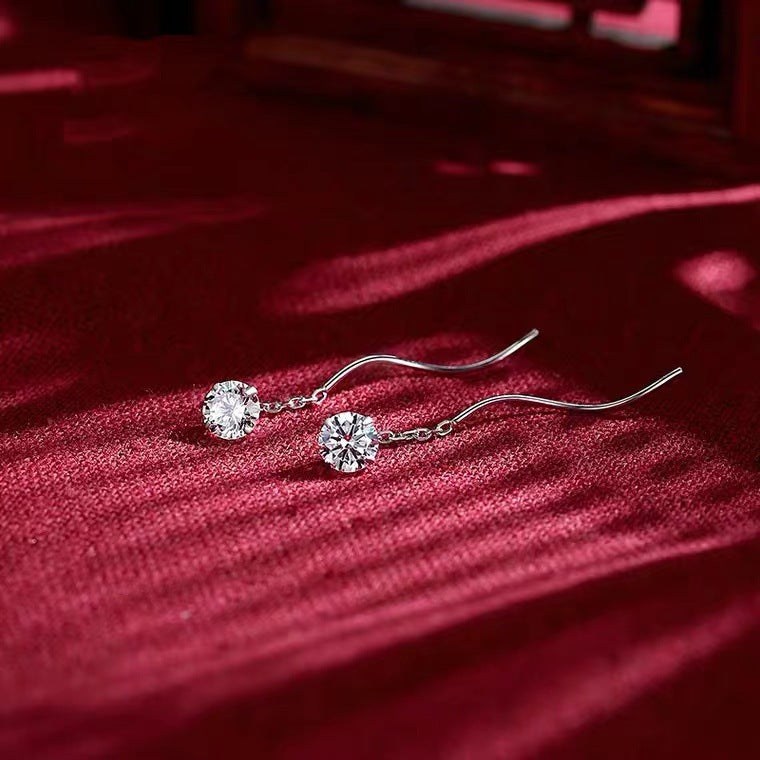 Aretes de Enhebrador en Plata 999: Esfera de Zirconia en diferentes Colores