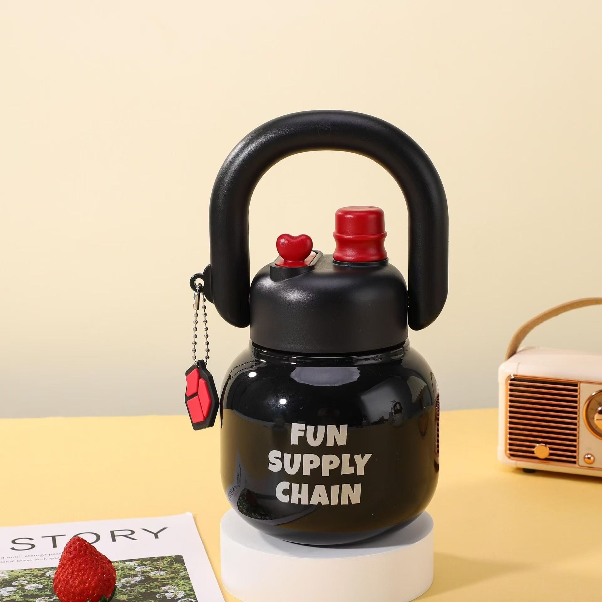 Botella en Forma de Kettlebell para Gimnasio con Filtro para Té o Infusiones