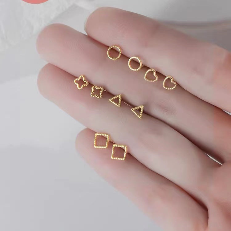 Pendientes de Botón Siluetas Geométricas en Plata Pura S999 – Diseño Minimalista y Elegante