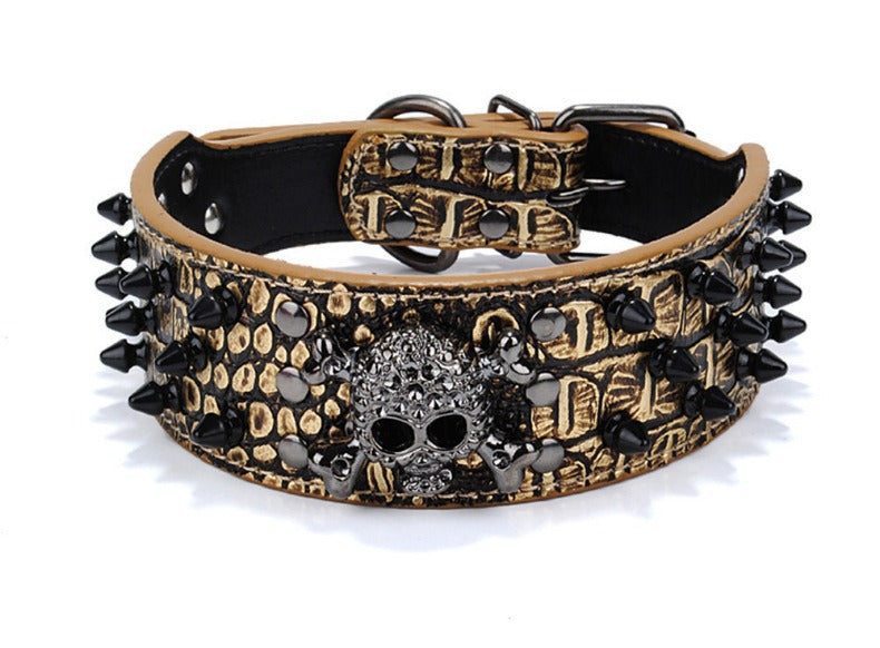 Collar Punk para Mascotas con Tachuelas y Calavera de PU