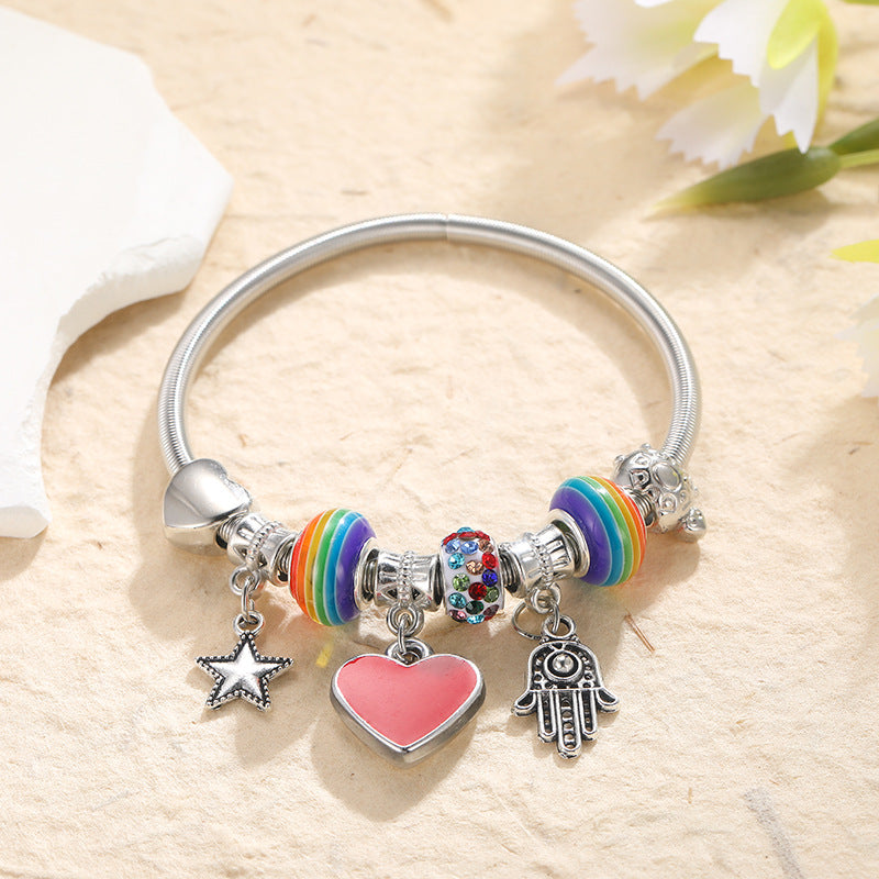Pulsera de Plata para Niñas con Charms – Dijes Colgantes de Figuras Variadas
