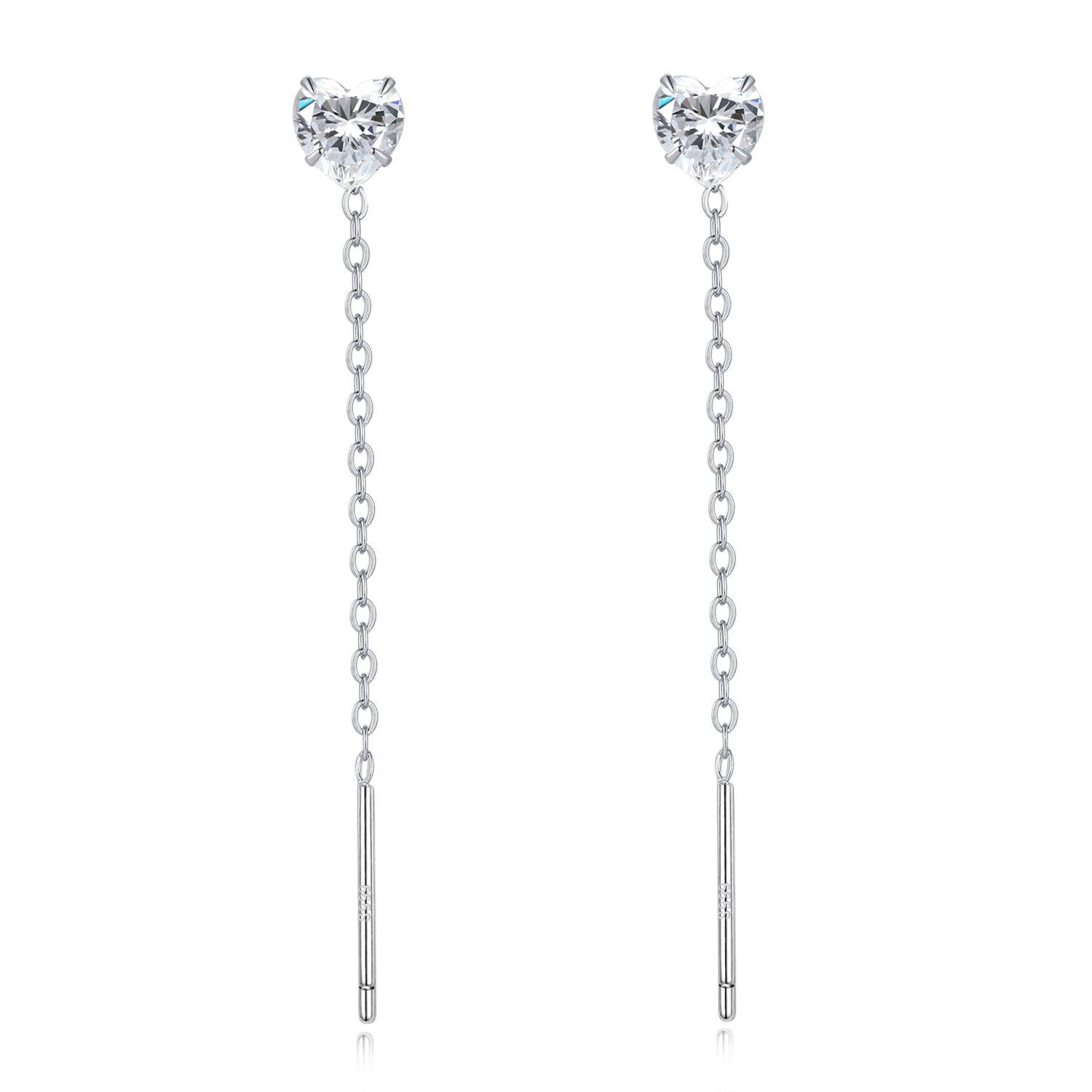 Pendientes Enhebrador de Plata 999 con Zirconia – Diseño Juvenil, Cadena Colgante