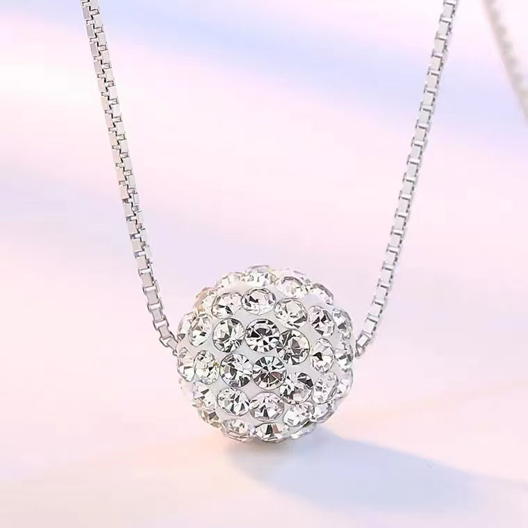 Collar para Clavícula en Plata 925 – Colgante de Esfera con Circonitas para Mujer