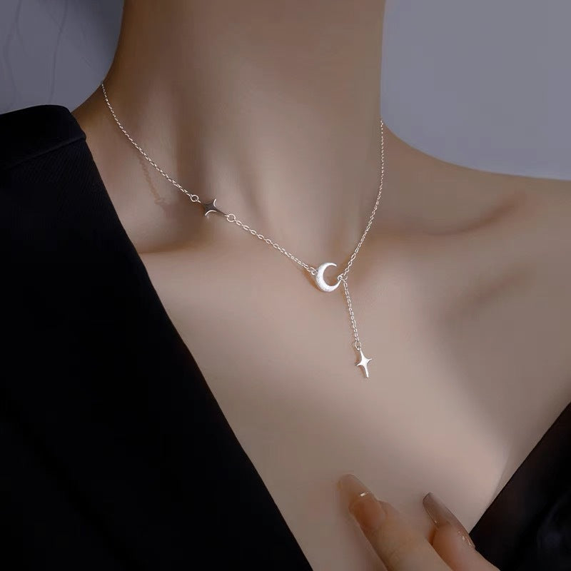 Collar Tipo Princesa en Plata 925 – Dije de Luna y Estrella para Mujer