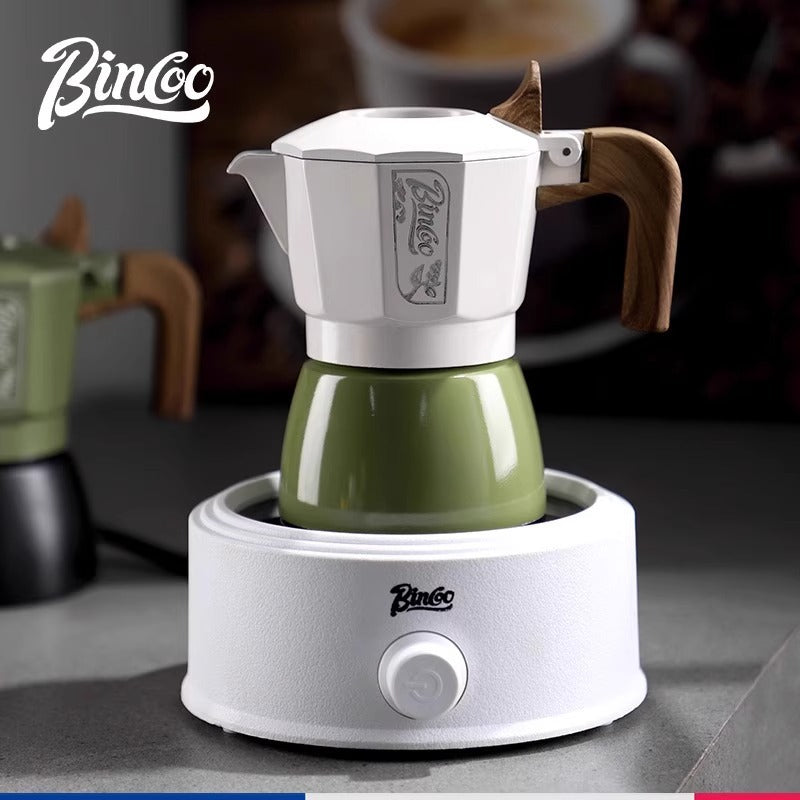 Juego de cafetera moka Bincoo: cafetera de doble válvula para espresso, compacta y fácil de usar