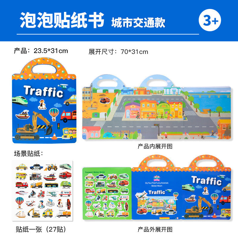 Libro Infantil Educativo con Pegatinas Reutilizables – Juego Didáctico por Temas