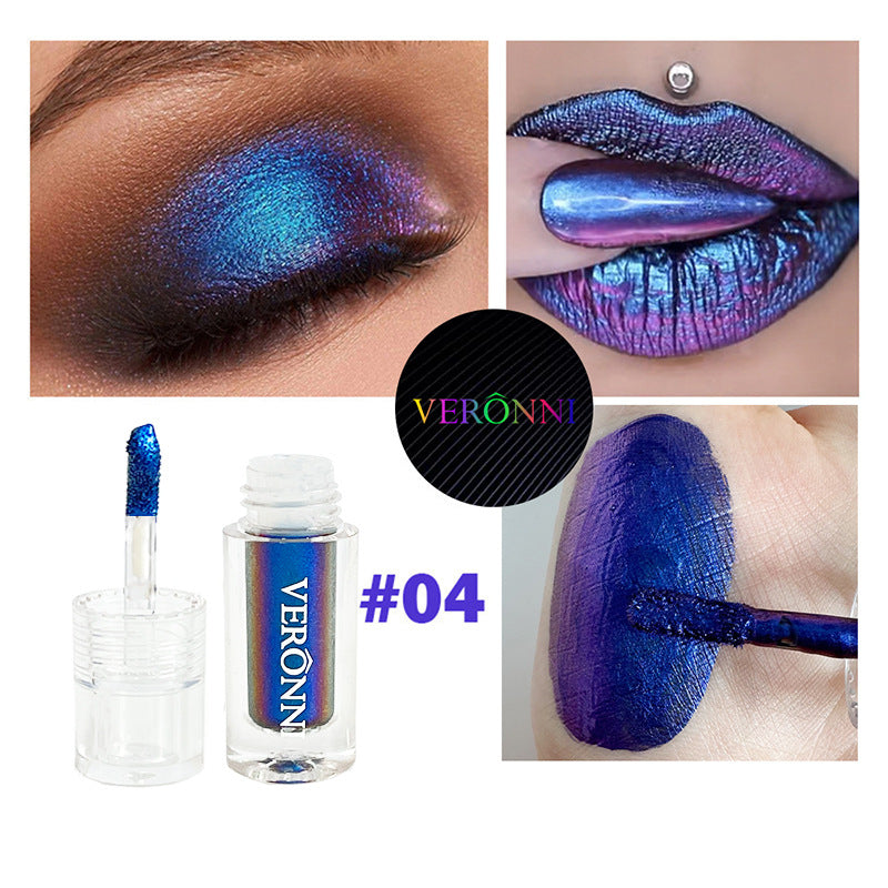 VERONNI Sombra de Ojos Líquida Camaleón: Sombra Metálica Brillante con Efecto Perlado y Destellos
