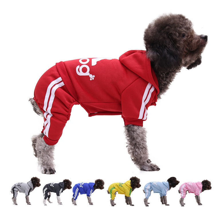 Sudadera para perros con capucha y pantalón deportivo adidas