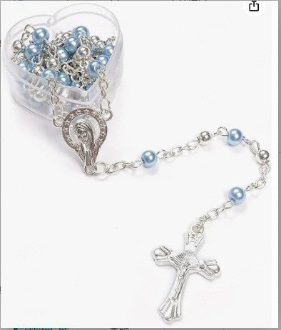 Rosario de la Virgen del Carmen con Perlas Acrílicas y Cruz Religiosa