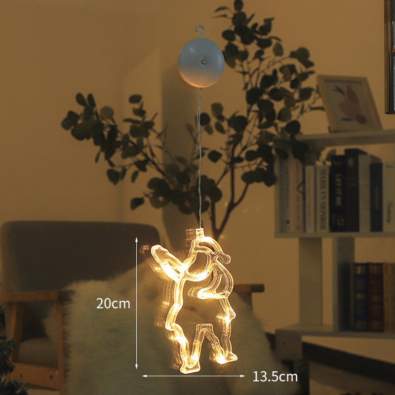 Luces Navideñas con Ventosa para Ventanas: Diseños de Ciervo, Estrellas y Más Figuras