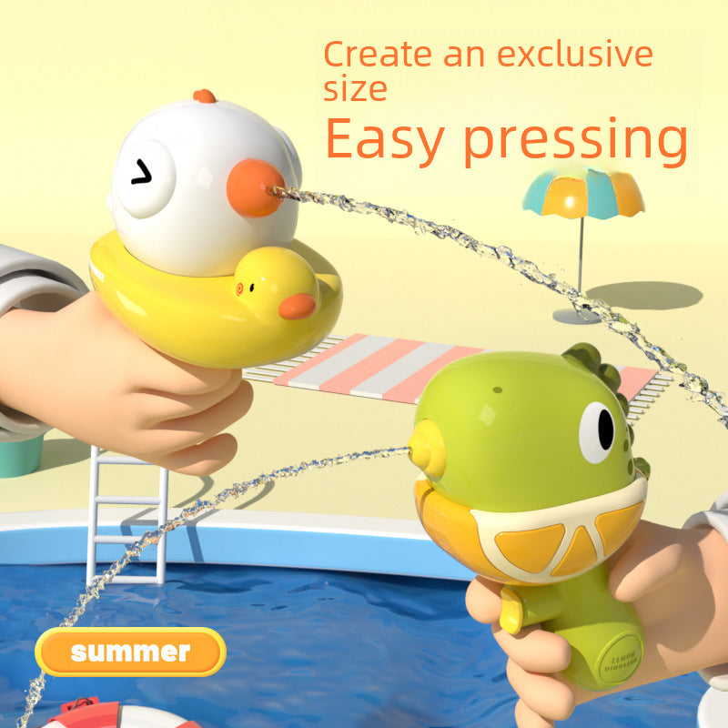 Pistolas de Agua para Niños con Diseño de Animales: Patito Amarillo y Dinosaurio, Juguetes de Verano para Playa y Juegos Acuáticos