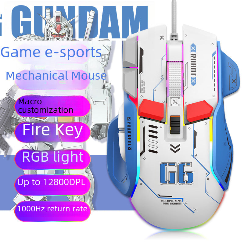 Ratón mecánico G6 RGB: programación de macros, iluminación RGB, ideal para juegos en PC y portátil