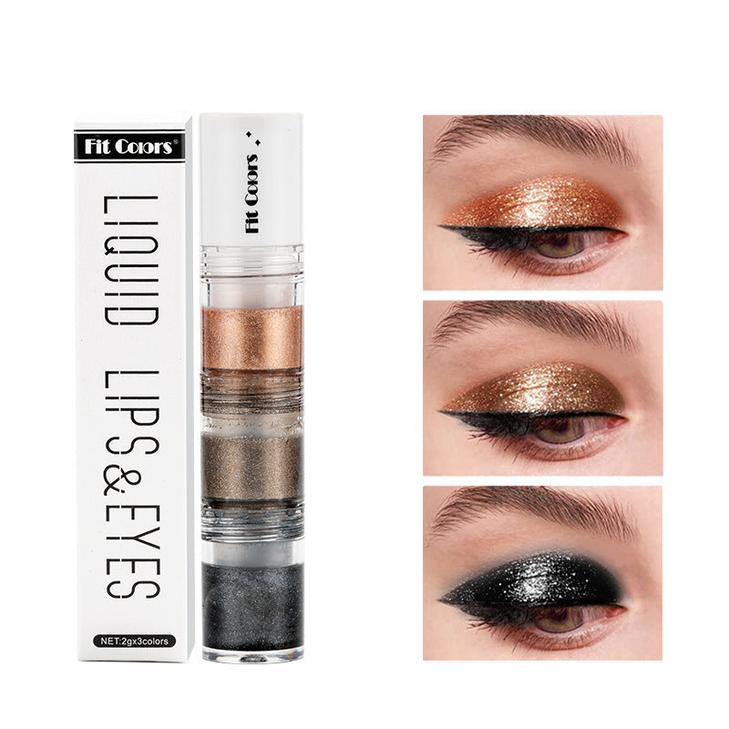 Fit Colors Sombra Líquida 3 en 1: Efecto Ahumado con Brillo de Diamante, Perlado y Multifuncional como Labial y Sombra