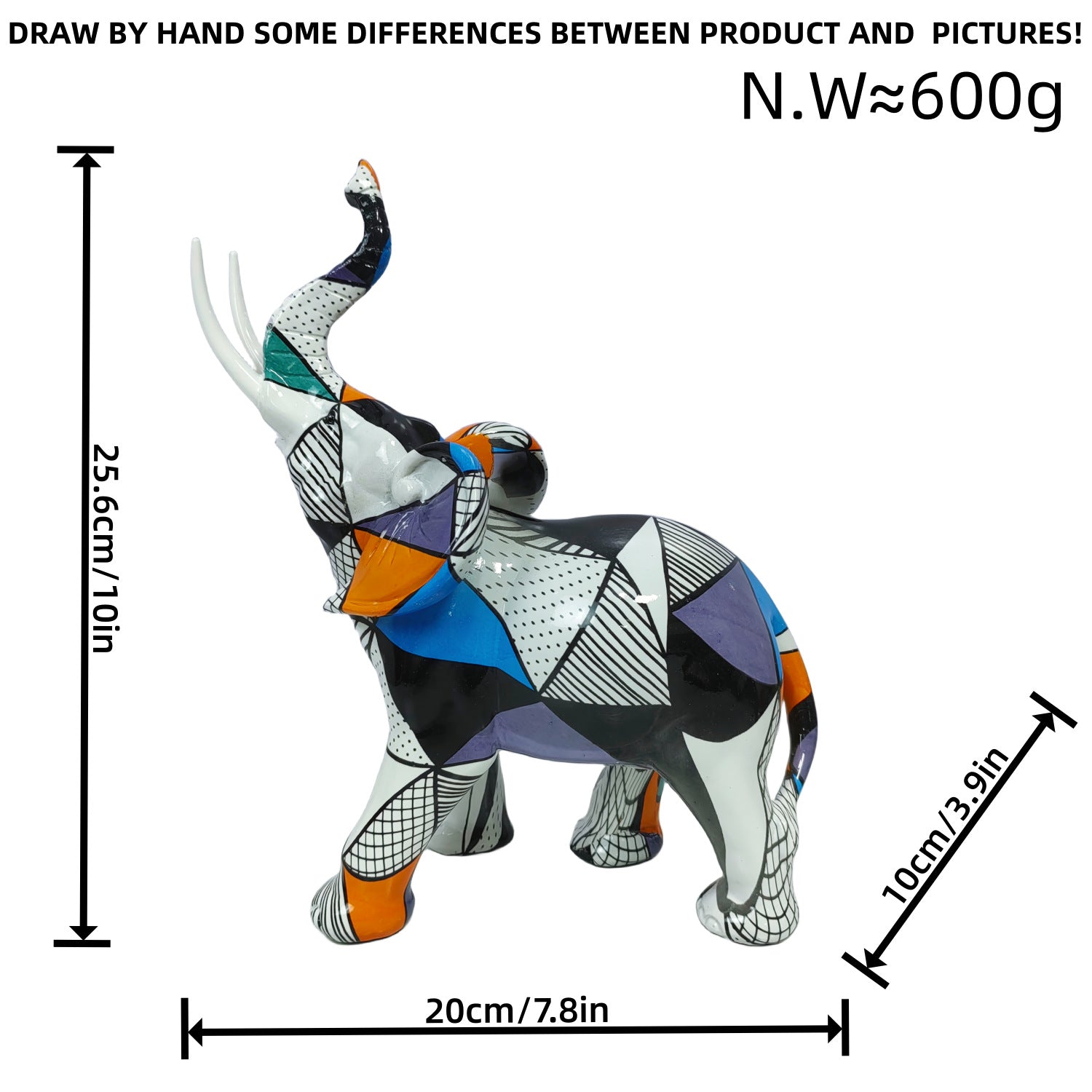 Arte Abstracto: Escultura Colorida de Elefante para Escritorio o Mesa