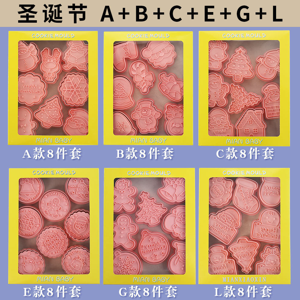 3D Christmas Cookie Mold Set with Tree and Party Themes for Baking