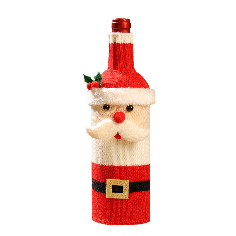 Funda Navideña para Botellas de Vino: Tejida en Lana con Diseños de Papá Noel, Reno y Más
