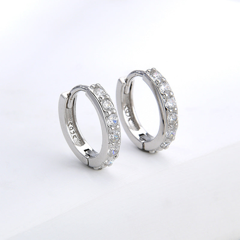 Candongas pequeñas y Livianas de Plata 925 con Zirconitas– Cierre de Click