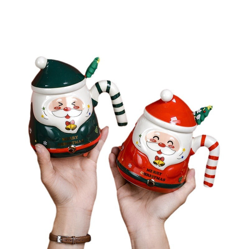 Taza navideña de cerámica con diseño de Santa Claus