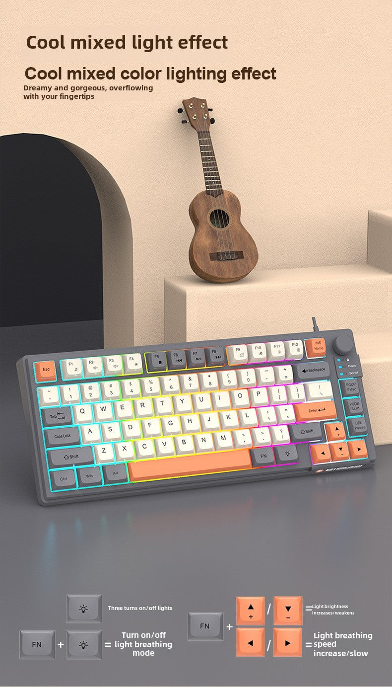Teclado Gaming K81 con Iluminación: MDA Caps en Tres Colores, Compatible con PC y Laptop